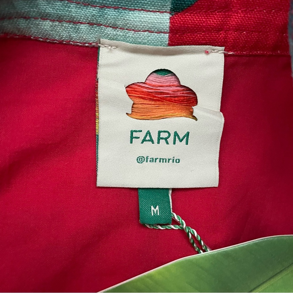 FARM Rio Summer Foliage Cross Back Mini Dress Red Medium NWT - Picture 10 of 16